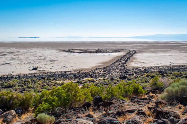 Spiral Jetty Amazing Spiral Jetty Shoreline View Nature Landscape Background floating dock stock pictures, royalty-free photos & images