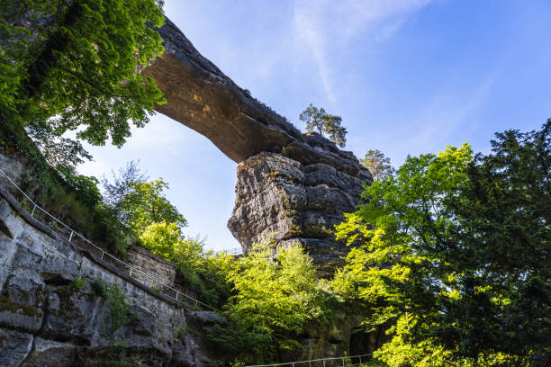 Pravcicka Gate - natural sandstone arch in the Bohemian Switzerland National Park, Czech Republic Pravcicka Gate - natural sandstone arch in the Bohemian Switzerland National Park, Czech Republic. pravcicka stock pictures, royalty-free photos & images