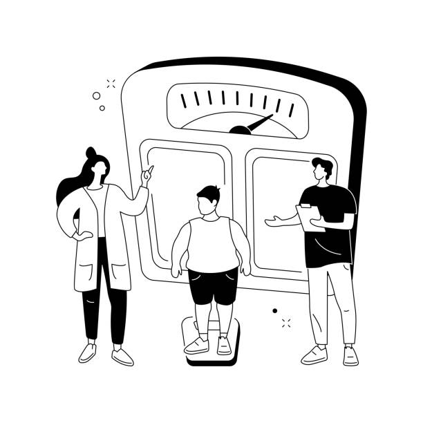 아동 비만 및 과체중 추상 개념 벡터 일러스트레이션. - teen obesity stock illustrations