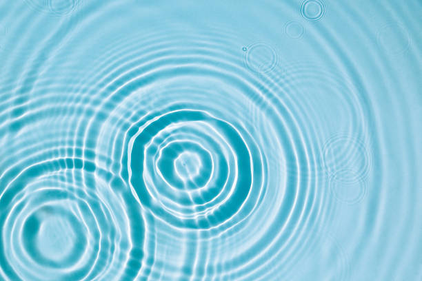 istock Blue water texture, surface with rings and ripples. Spa concept background. Flat lay, copy space. 1405255696