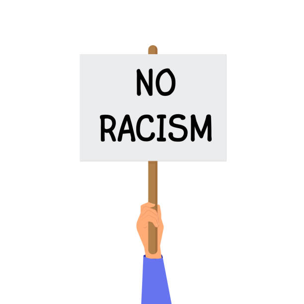 istock stop racism icon. Motivational poster against racism and discrimination. Vector Illustration 1405260798