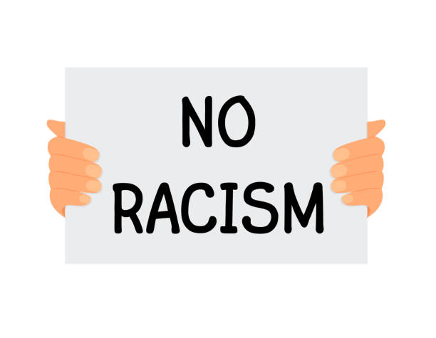 istock stop racism icon. Motivational poster against racism and discrimination. Vector Illustration 1405260804