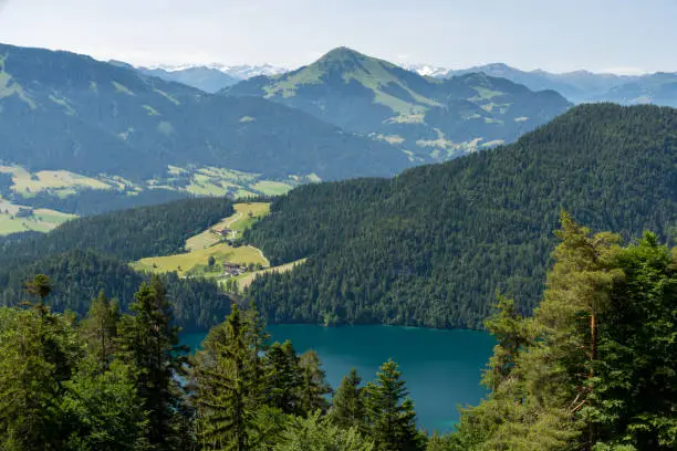 Lake Hinterstein and National Park Hohe Tauern in the background