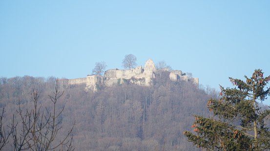 Burgruine Hohenurach castle ruin near Hohenzollern Castle in Bad Urach, Germany.