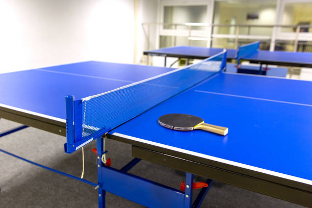 istock Two blue ping pong tables in the room 1405264232