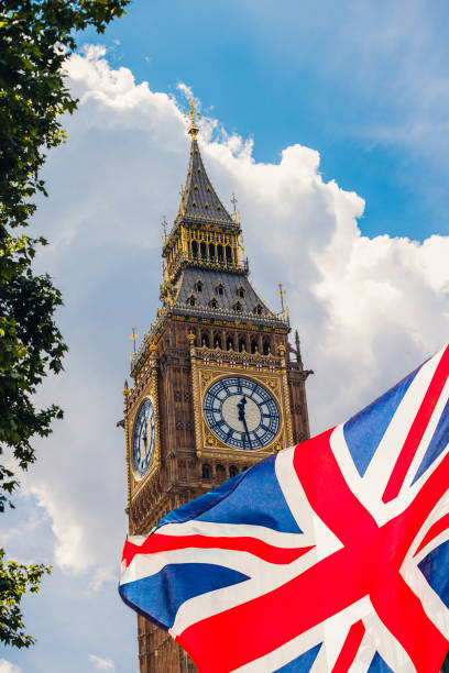 istock Union Jack flag and Big Ben, London 1405265380
