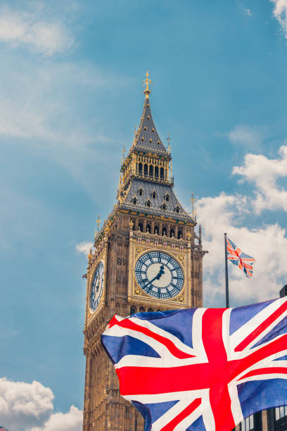 istock Union Jack flag and Big Ben, London 1405265743