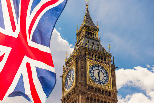 istock Union Jack flag and Big Ben, London 1405266796