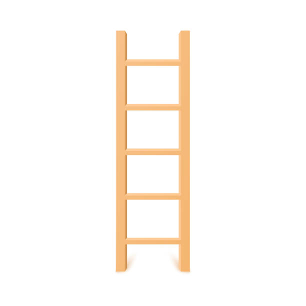 istock Light wooden ladder household flat style, vector illustration 1405267297