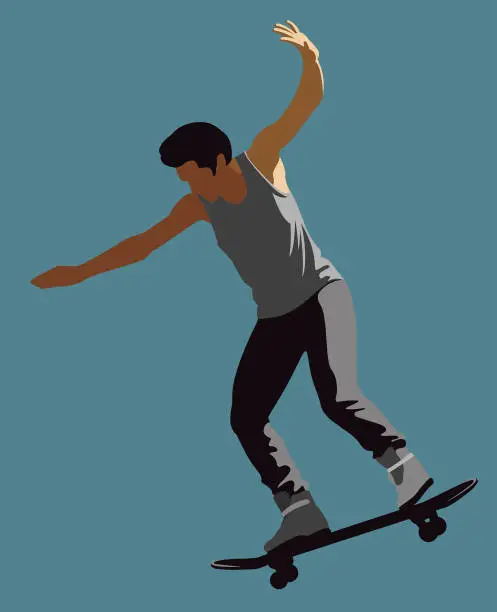 Vector illustration of vector silhouette of a skateboarder