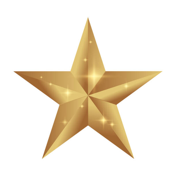 ikona złotej gwiazdy odizolowana na białym tle - vip stock illustrations