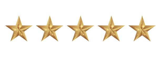 ilustrações de stock, clip art, desenhos animados e ícones de five stars rating vector icon - first class star shape rank gold