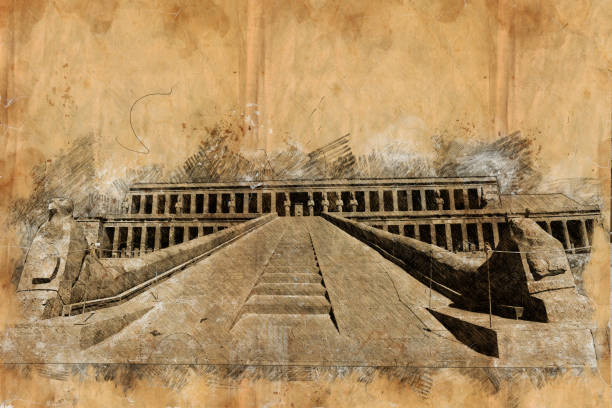 świątynia grobowa królowej hatszepsut w luksorze. egipt. - luxor africa archaeology architecture stock illustrations