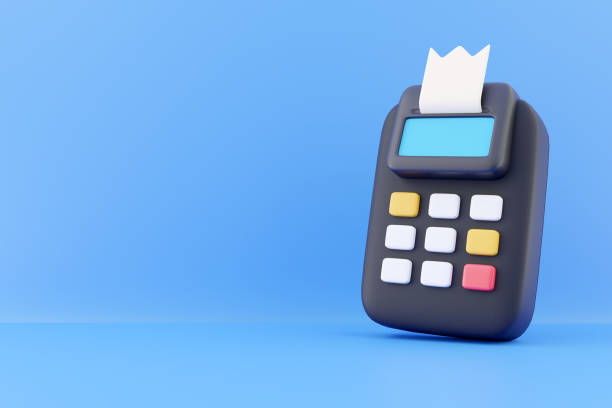 istock 3d render credit card terminal machine. 3d rendering credit card reader. 3d render credit card reader illustration 1405280829