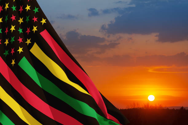 istock Alternative Juneteenth Flag with sunrise or sunset. Since 1865. Design of Banner. 1405281488