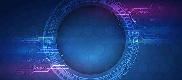Teletech Computer Background Hitech Computer Digital Technology Concept Wide Blue Background With ...