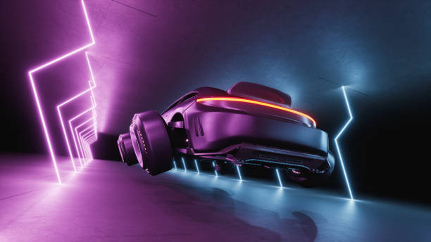 istock Futuristic transport vehicle with cyberpunk concept, 3d render 1405287337