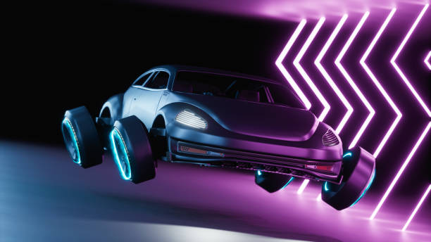istock Futuristic transport vehicle with cyberpunk concept, 3d render 1405287343