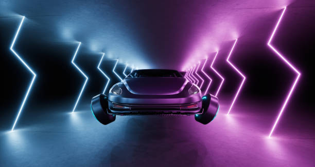 istock Futuristic transport vehicle with cyberpunk concept, 3d render 1405287504