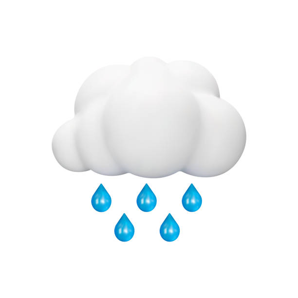 ilustrações de stock, clip art, desenhos animados e ícones de rain 3d icon. cloud and drops, weather. isolated on a transparent background - 2322