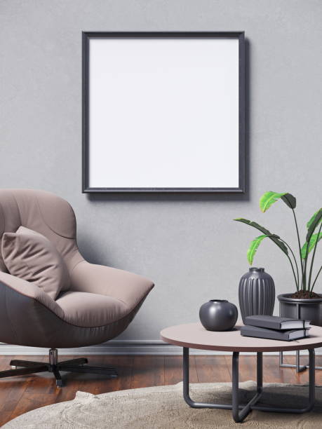 istock Mock up poster frame with cozy armchair 1405295045