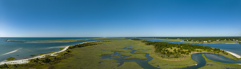 Aerial panorama Outer Banks North Carolina USA