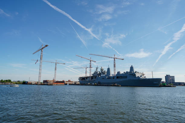 Norfolk, VA, USA - June 20, 2022: Photo of General Dynamics Nassco Shipyard