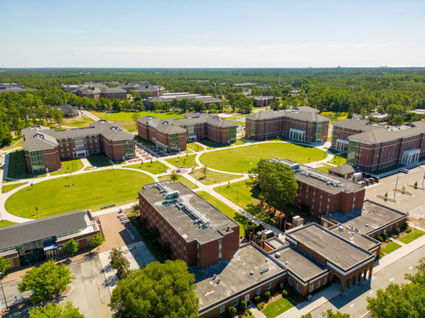 Aerial drone photo University of North Carolina At Wilmington Wilmington, NC, USA - June 19, 2022: Aerial drone photo University of North Carolina At Wilmington university of north carolina stock pictures, royalty-free photos & images