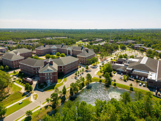 Aerial drone photo University of North Carolina At Wilmington Wilmington, NC, USA - June 19, 2022: Aerial drone photo University of North Carolina At Wilmington university of north carolina stock pictures, royalty-free photos & images