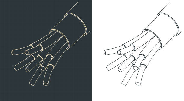 전기 케이블 구조 - coaxial cable stock illustrations