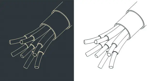 Vector illustration of Electric cable structure