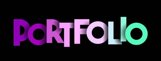 The word ''PORTFOLIO'' on a black background vector art illustration