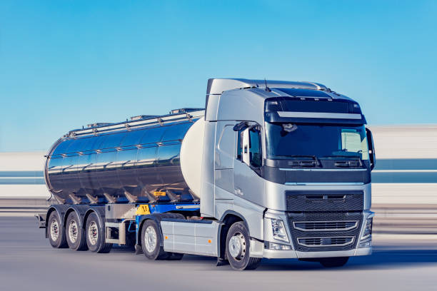istock Freight truck with tank moves. 1405300892