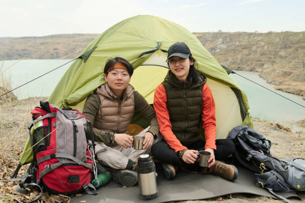 istock Young Asian Women In Camp 1405302124