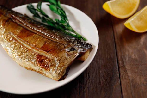 istock Grilled fish dish mackerel on the table 1405303963