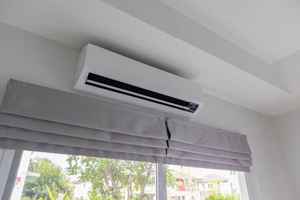 istock Air conditioner on white wall room interior background 1405308085
