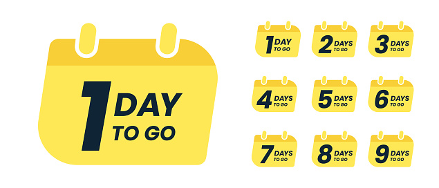 Days countdown banner. Web banner with calendar, numbers and days to go text. Set of last offer banners. Last minute offer or sale countdown banner. Promotion sale banner. Days count. Vector