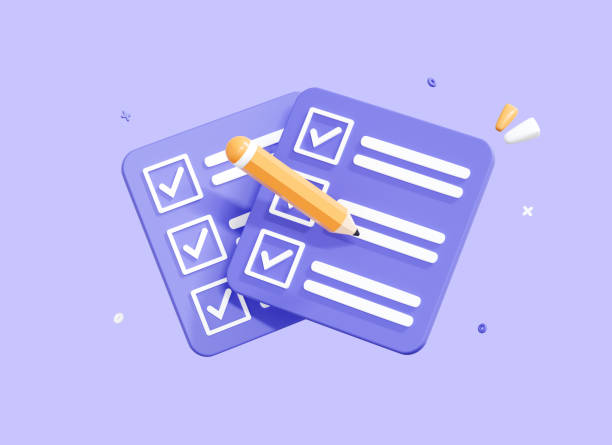 3D Notes with Check mark. Completed task list or checklist. Paper document or report with pencil. Business time concept. Task management. Cartoon icon isolated on purple background. 3D Rendering notas 3d con marca de verificación. lista de tareas o lista de verificación completada. documento en papel o informe con lápiz. concepto de tiempo de negocio. gestión de tareas. icono de dibujos animados aislado sobre fondo púrpura. renderizado 3d
