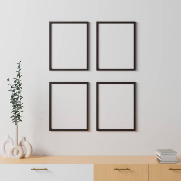 istock Frame mockup in living room interior. 3d rendering, 3d illustration 1405311049