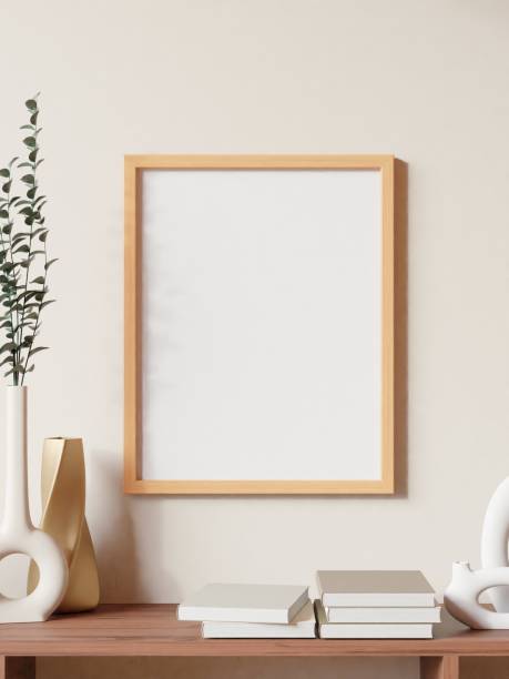 istock Frame mockup in living room interior. 3d rendering, 3d illustration 1405311069