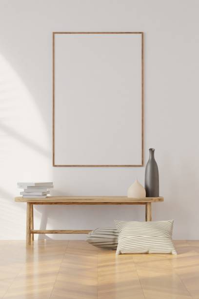 istock Frame mockup in living room interior. 3d rendering, 3d illustration 1405311079