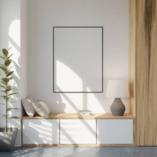 istock Frame mockup in living room interior. 3d rendering, 3d illustration 1405311121