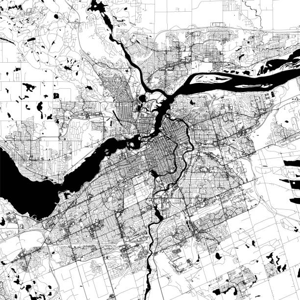 ilustraciones, imágenes clip art, dibujos animados e iconos de stock de ottawa, ontario, canadá mapa vectorial - ottawa river