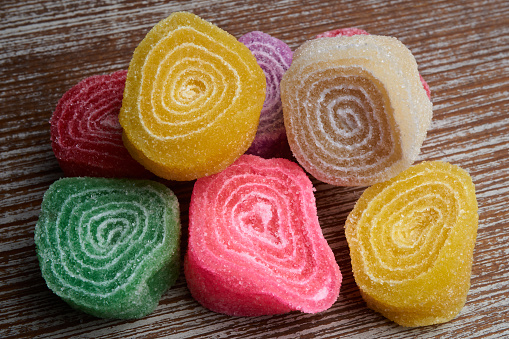 Delicious jelly candies spirals, mexican candy