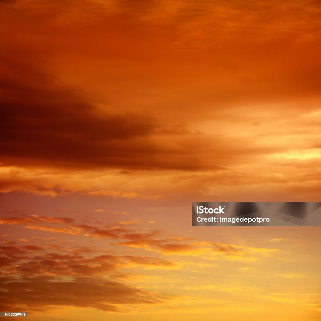 Dramatic empty sunset sky only for background Empty sunset sky with clouds for backgrounds Sky Stock Photo