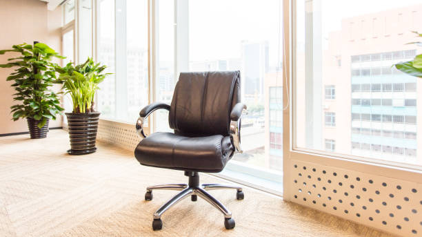 istock Leather armchair in a room with a view 1405330418