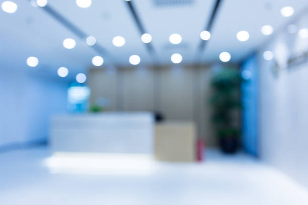 istock Defocused background of company reception hall 1405331028