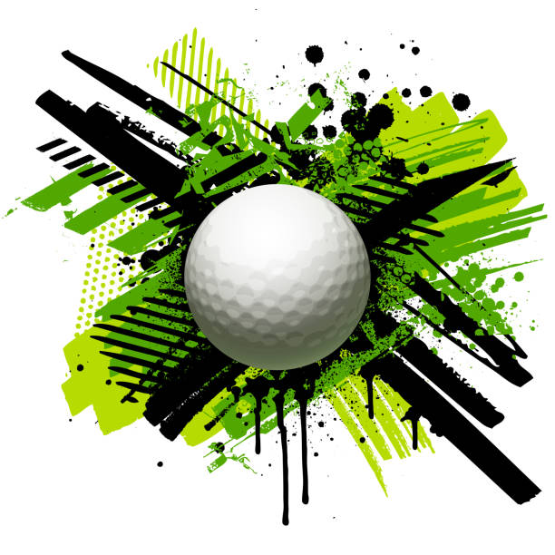 ilustraciones, imágenes clip art, dibujos animados e iconos de stock de vector de salpicaduras de grunge de pelota de golf - golf copy space professional sport sport