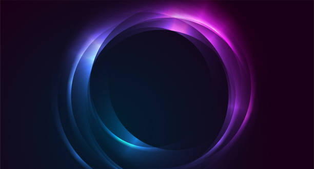 Blue and purple neon glowing glossy circles abstract background Blue and purple neon glowing glossy circles abstract background. Vector futuristic design abstract vectors power stock illustrations