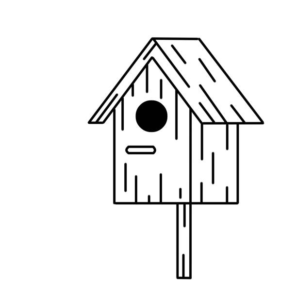 illustrations, cliparts, dessins animés et icônes de nichoir en bois. maison pour oiseau. nid fait maison pour animal. - birdhouse wood isolated white background